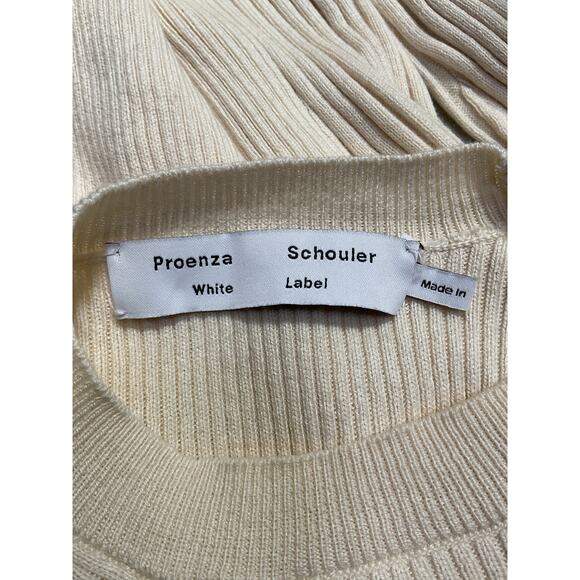 Proenza Schouler Cashmere Cream Cotton Button Sleeve Sweater Size XS - Picture 4 of 5